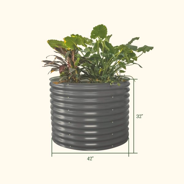 32" Extra Tall 42" Wide Round Metal Raised Garden Bed Kit - Image 14