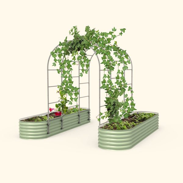 Arched Trellis 2.5' x 9.5' Bundle (2 Garden Beds + Trellis)